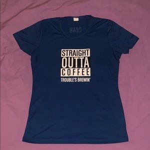 Ladies Small Straight Outta Coffee Shirt Blue